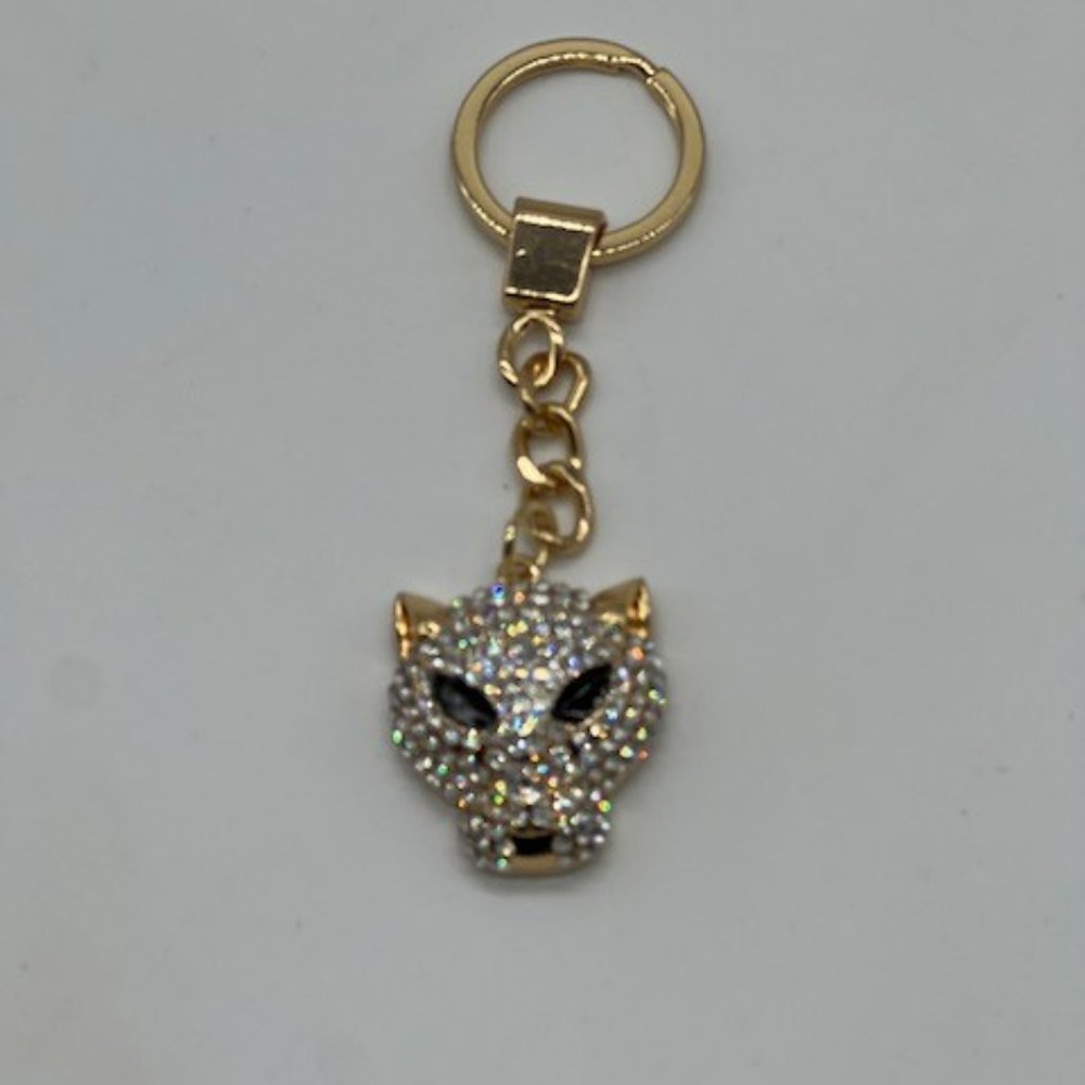 New EFFY Gold Panther Head Keychain with Rhinestones